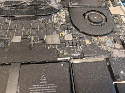 Dust in laptop cooling that can cause high fan noise